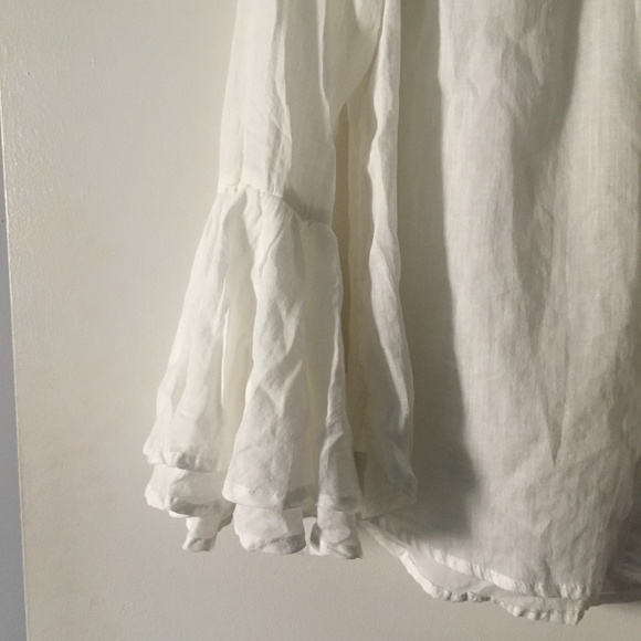 White Ramie + Cotton Bell Sleeve Victorian Boho Blouse S - Picture 7 of 11